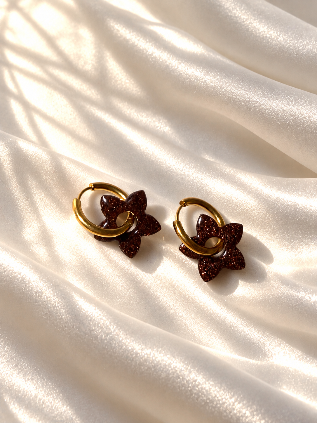 Boucles d'oreilles ELSA - Étoiles Marron