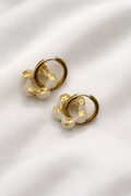 Boucles d'oreilles ALEXANDRA - Beige, éclat d'or