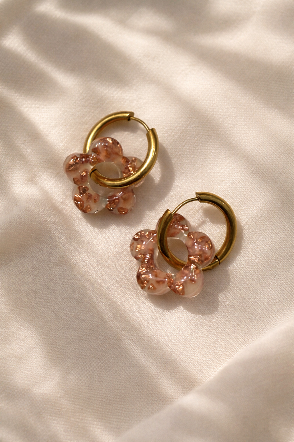 Boucles d'oreilles PAULINA - Blanc & Rose Gold
